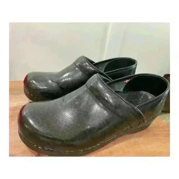 Sanita Signature Original Black Sparkle Glitter Patent Leather Danish Clog,sz 39 - Picture 9 of 14